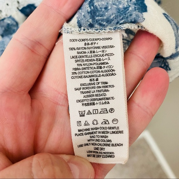 Free People Floral Blouse Blue Sz Small - Picture 6 of 10